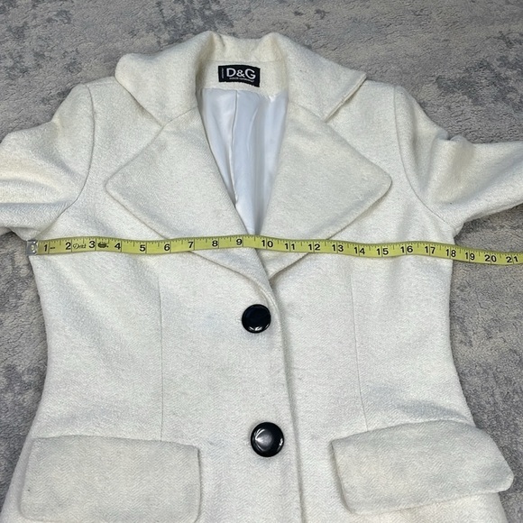 D&G Dolce & Gabbana Cream Ivory Wool Blend Pea Coat Mid Length Sz S - Picture 7 of 12